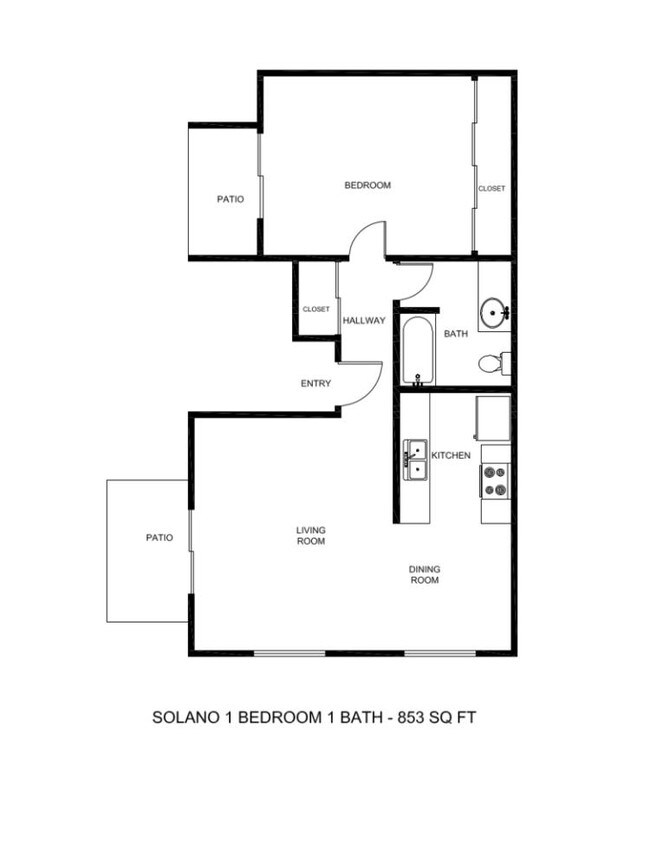 Solano 1 Bedroom S1-32 floor plan